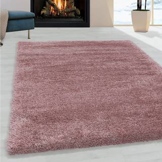 Fluffy Shaggy tæppe Ensfarvet - Rosa - 240x340