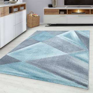 Beta Kortluvet tæppe Geometrisk - Blå - 200x290