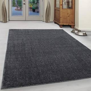 Ata Rund Kortluvet tæppe Ensfarvet - Grå - 160x160 (Rund)