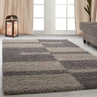 Gala Shaggy Tæppeløber Ternet - Brun - 80x250 (Løber)
