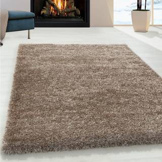 Brilliant Rund Shaggy tæppe Ensfarvet - Brun - 120x120 (Rund)