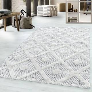 Pisa Rund Shaggy tæppe Geometrisk - Grå - 160x160 (Rund)