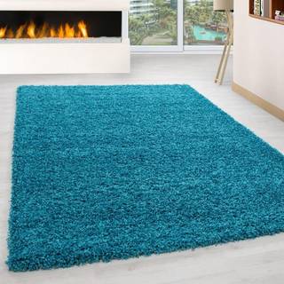 Life Shaggy Tæppeløber Ensfarvet - Turkis - 100x200 (Løber)