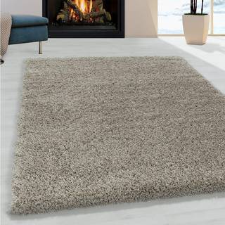 Sydney Rund Shaggy tæppe Ensfarvet - Natur - 160x160 (Rund)