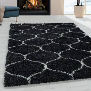 Salsa Rund Shaggy tæppe Skandinavisk - Antracit - 200x200 (Rund)