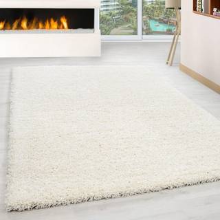 Life Rund Shaggy tæppe Ensfarvet - Creme - 80x80 (Rund)