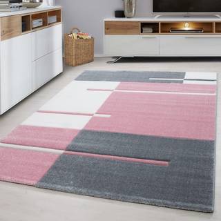 Hawaii Kortluvet Tæppeløber Ternet - Pink - 80x150 (Løber)