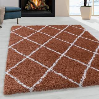 Alvor Shaggy Tæppeløber Geometrisk - Terra - 80x250 (Løber)