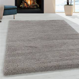 Fluffy Shaggy tæppe Ensfarvet - Beige - 240x340