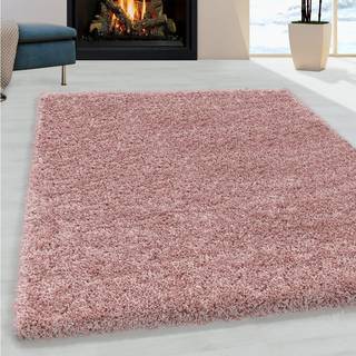 Sydney Shaggy tæppe Ensfarvet - Rosa - 200x290