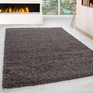 Life Shaggy tæppe Ensfarvet - Brun - 200x290