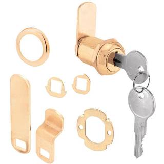 Prime -line U 9944 Skuffe and Cabinet Lock - Sikre vigtige filer og skuffer 7/8 in. Diecast Housing med messing finish passer den 9/16 in. Max pa