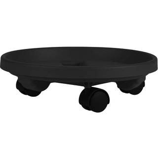 Bloem Round Planter Caddy med hjul: 16 """" - Sort - Holdbar plast Dolly 360 graders hjulbev?gelse til indend?rs og udend?rs brug havearbejde 125 l