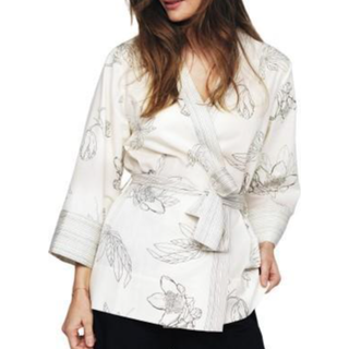 Pierre Robert X Jenny Skavlan Cotton Lounge Kimono - White Pattern-2 - L/XL * Kampagne *