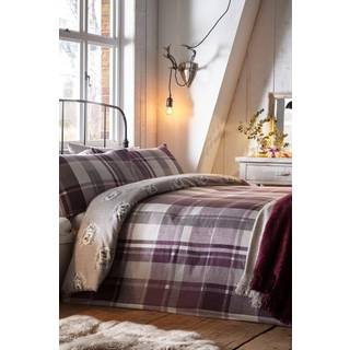 Dreams & Drapes Dreams & Drapes Purple Colville Check Brushed 100% Cotton Duvet Cover and Pillowcase Set