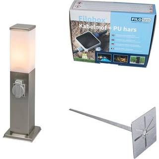 Udendørslampe stål inkl. fatning IP44 - Malios med jordspyd og kabelgennemføring