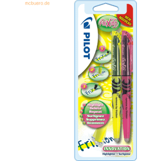 Pilot FriXion Light Overstrykningspen; Highlighterpen; Markerpen; Markørpen sletbar, gul/rosa, 2-pak