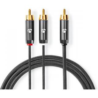 Nedis Subwoofer kabel | RCA Hanstik | 2x RCA Hanstik | Guldplateret | 3.00 m | Runde | 4.5 mm | Grå / Gun Metal Grå | Cover Window Box