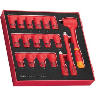 Teng Tools Topnøglesæt med 18 dele og 3/8\" firkantsfæste. TEDV3818 1000 V