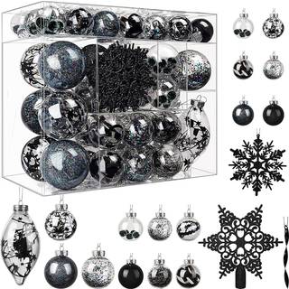 Shareconn 86pcs Klare julekugler Ornamenter S?t Shatterfast plast gennemsigtig dekorative h?ngende kugler med udstoppede delikate dekorationer ti