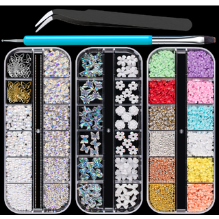 Blandet 3d neglekunst perle dekoration tilbeh?r kit nr. 1 aurora bj?rne bue sommerfugl stjerneklar ab rhinestone charme smykker til deco perle bl