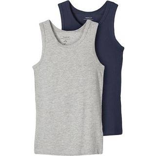 2-pak Tanktop, Grey Melange/Dark Sapphire, 104 cm