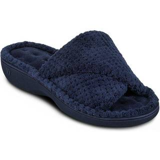 Totes Totes Navy Ladies Isotoner Popcorn Turnover Open Toe Slippers