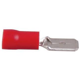 Isolerede fladstik, han, 6.4 x 0.8 mm, passer til kabel 0.5 - 1.5 mm², 10-pak, rød