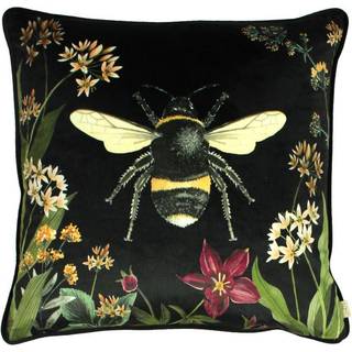 Evans Lichfield Evans Lichfield Black Multicolour Midnight Garden Bee Piped Velvet Cushion