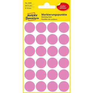 Avery 3599 Aftagelige runde pink farvekodingsdots, Ø 18mm, 96 stk.