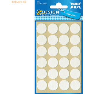 Avery 3707 Filt pads, runde, hvide, Ø 18mm, 24stk
