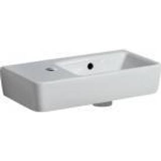 Geberit Renova Compact håndvask kompakt: Hvid / KeraTect, B=50cm, H=15cm, T=25cm, Hanehul=Til venstre, Overløb=Synlig, Opbevaringsflade=Uden