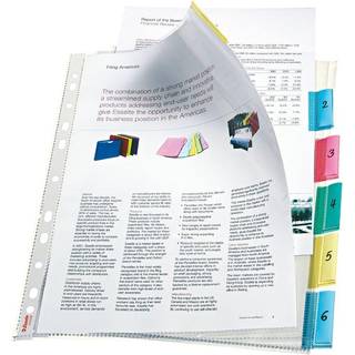 Plastlommer Index 85my 6-delt A4 Maxi flerfarv, 10 stk. varenr. 414160