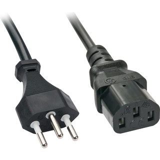 LINDY Schweizer IEC-Netzkabel, 0,7m  Schw. Netzst. - IEC320C13