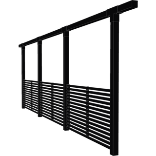 PLUS pergola enkelt i 3 moduler med Tokyo hegn, sort/fyr - 664 x 9 x 218 cm