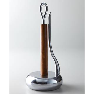 Nambe - Gourmet Collection - Loop Towel Holder - Målinger ved 7 """" X 16 """" - lavet med Nambe Alloy og Acacia Wood - Designet af Neil Cohen