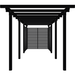 PLUS pergola dobbelt i 3 moduler med Tokyo hegn, sort/fyr - 664 x 238 x 218 cm