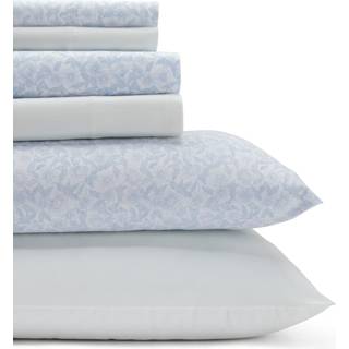 Laura Ashley - Queen Sheets Cotton Percale 6 -delt senget?j Set Crisp & Cool Home Decor (Belle Blue Cashmere Queen)