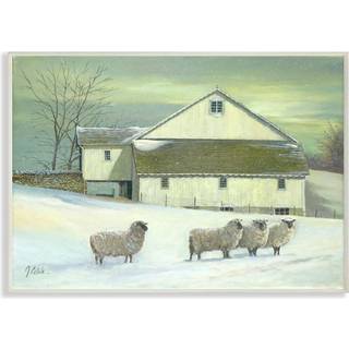 Stupell boligindretning f?r foran bondeg?rd gr?nt tonet maleri v?gplak kunst flerfarve