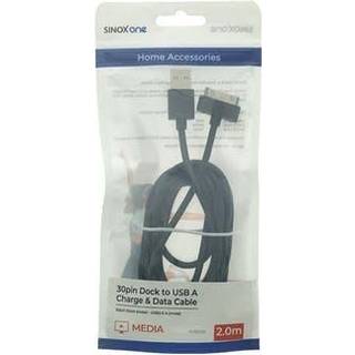 Sinox One Apple 30-pin kabel 2 meter - sort (På lager i varehus)