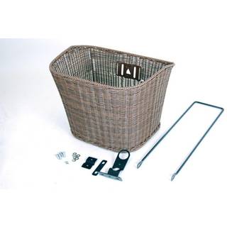 Kurv For Fastmonteret Plast Rattan Mørk Brun Flet/ Med Bøjle & Beslag