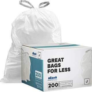 Plastplads papirkurvposer SimpleHuman (X) -kode J-kompatibel (200 t?lling) Hvid Drawstring affaldsforinger 10-10,5 gallon / 38-40 liter 21 """" X 2