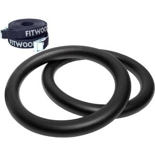 FitWood ULPU Gymnastikringe 28mm - Sort overflade / Sort Strop