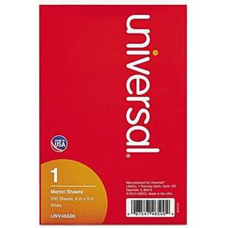 Universal 46500 Loose Memo Sheets 4 X6 White 500 Sheets/Pack