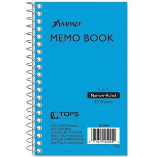 Ampad Wirebound Pocket Memo Book College Regel 5 X 3 Hvide 50 ark pr. Pad Assorterede farver (25-095)