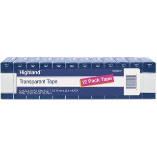 Highland 5910K12 Transparent Tape 3/4 """" X 1000 """" 1 """" Core Clear 12/Pack