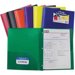 C-Line Poly Portfolio-mappe med Prongs 2-Pocket Assorterede farver S?t p? 36