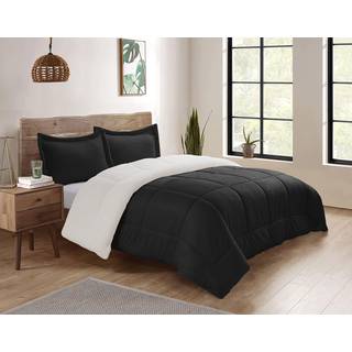 Cathay Home Full Comforter Set: Ultra Soft and Plush Reversible Micromink og Sherpa 3-delt senget?j Set Black Full (76 """" X 86 """")