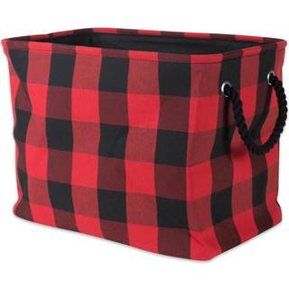 DII Buffalo Check Storage Collection Collapsible Bin With Handles Large Rectangle 17.5x12x15 Red & Black