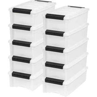 Iris USA 6 Quart Stackable Plastic Storage Bins med l?g 10 Pack - BPA -fri fremstillet i USA - Diskret organisering af l?sning Latches Holdbare n